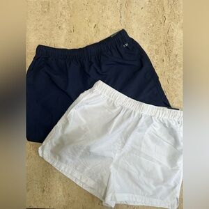 Two Pairs DSG 3” Notched Woven Nylon Shorts Medium Blue and White High Rise